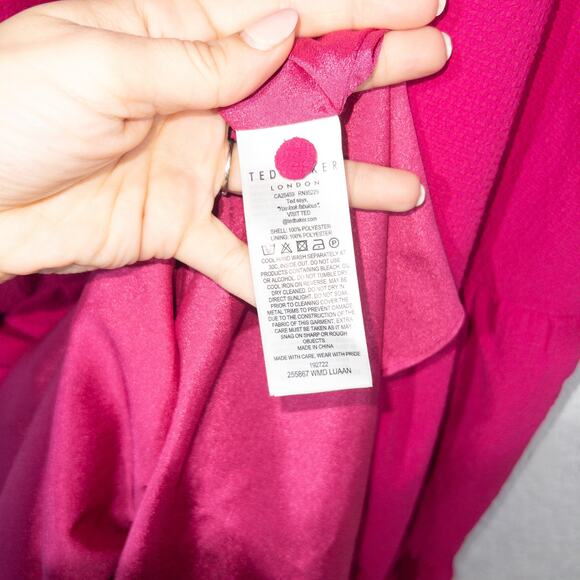 New Ted Baker Deep Pink Luann Button Through Cami Dress Size 8 - Picture 6 of 9